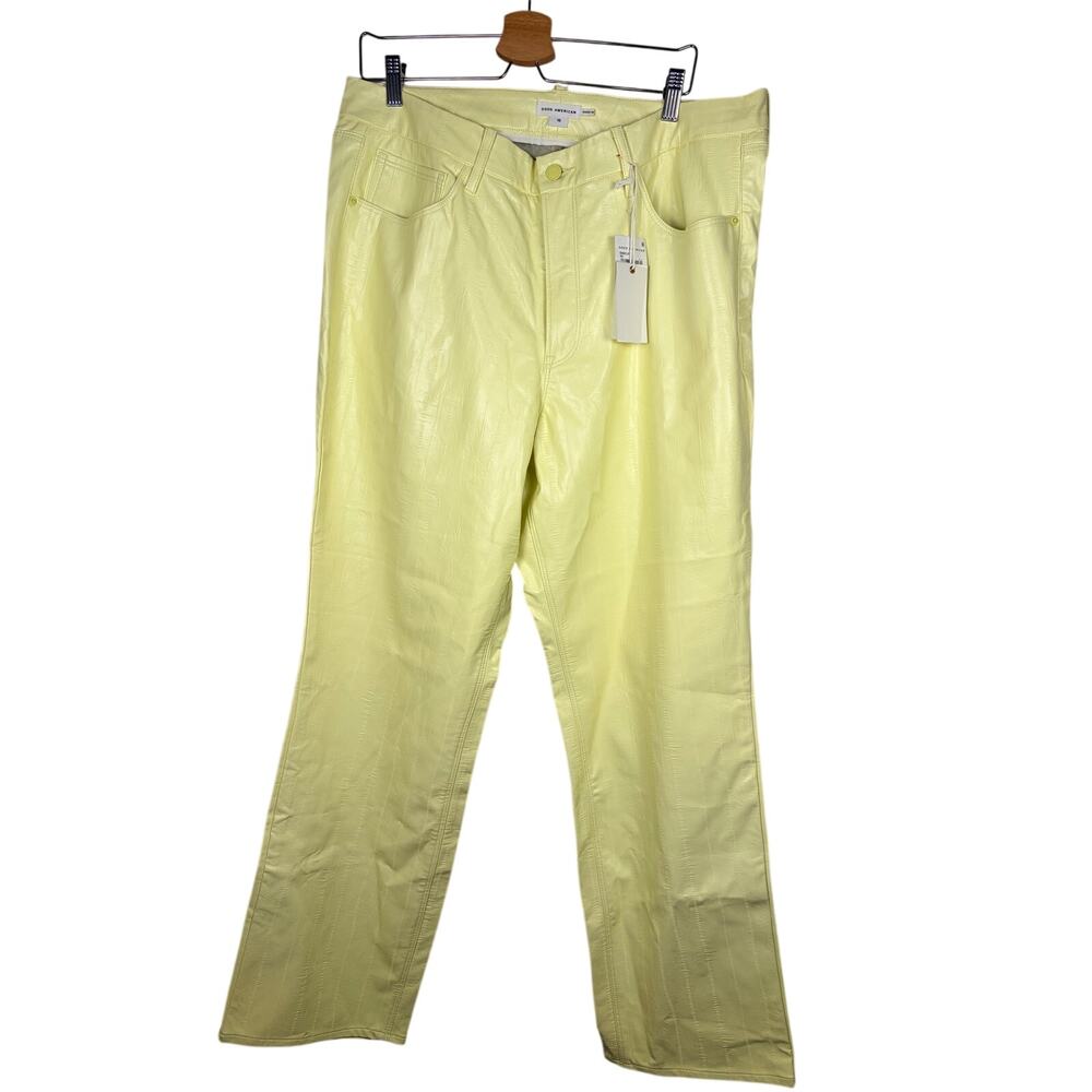 NWT Good American Good 90s Relaxed Faux Leather Pants Key Lime Size 16